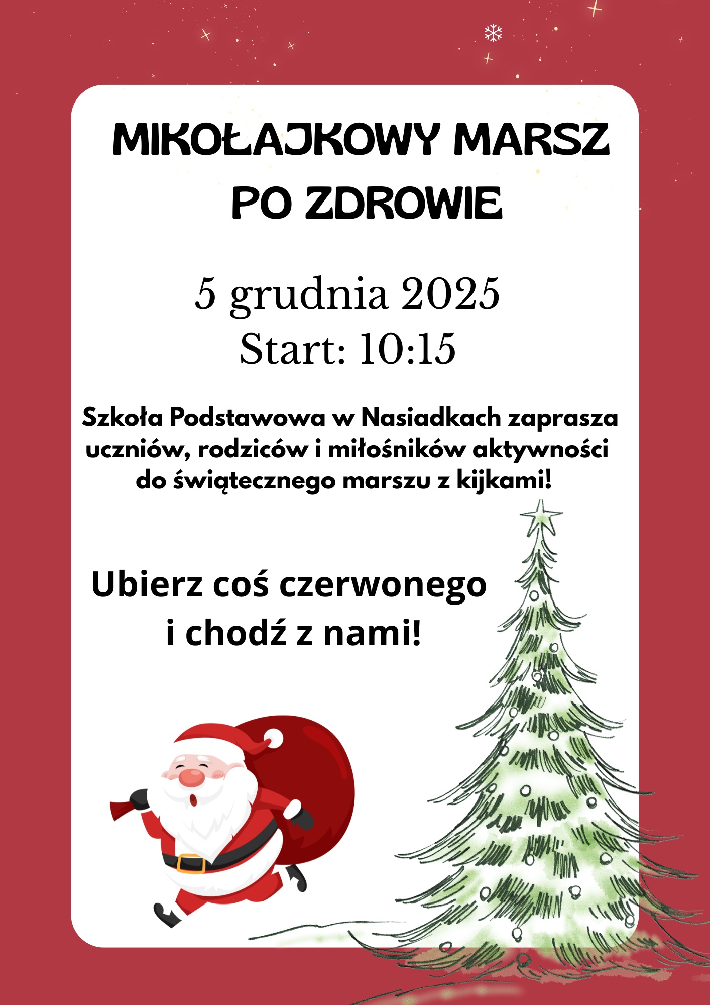 Zaproszenie na&nbsp;Mikołajkowy Marsz po Zdrowie