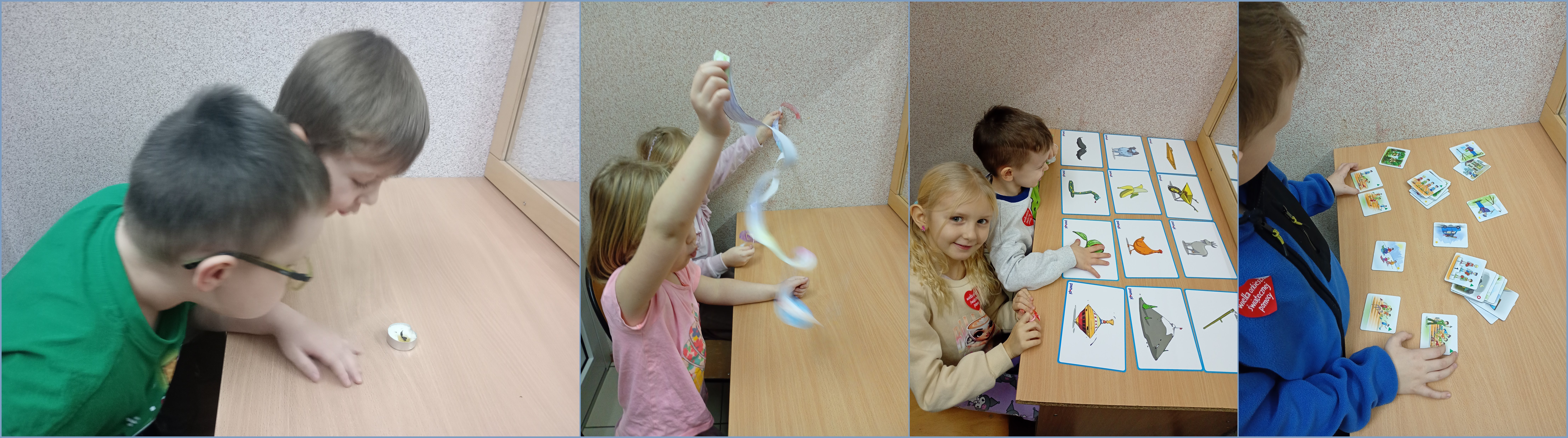 Kolaż zdjęć z&nbsp;zajęć logopedycznych.