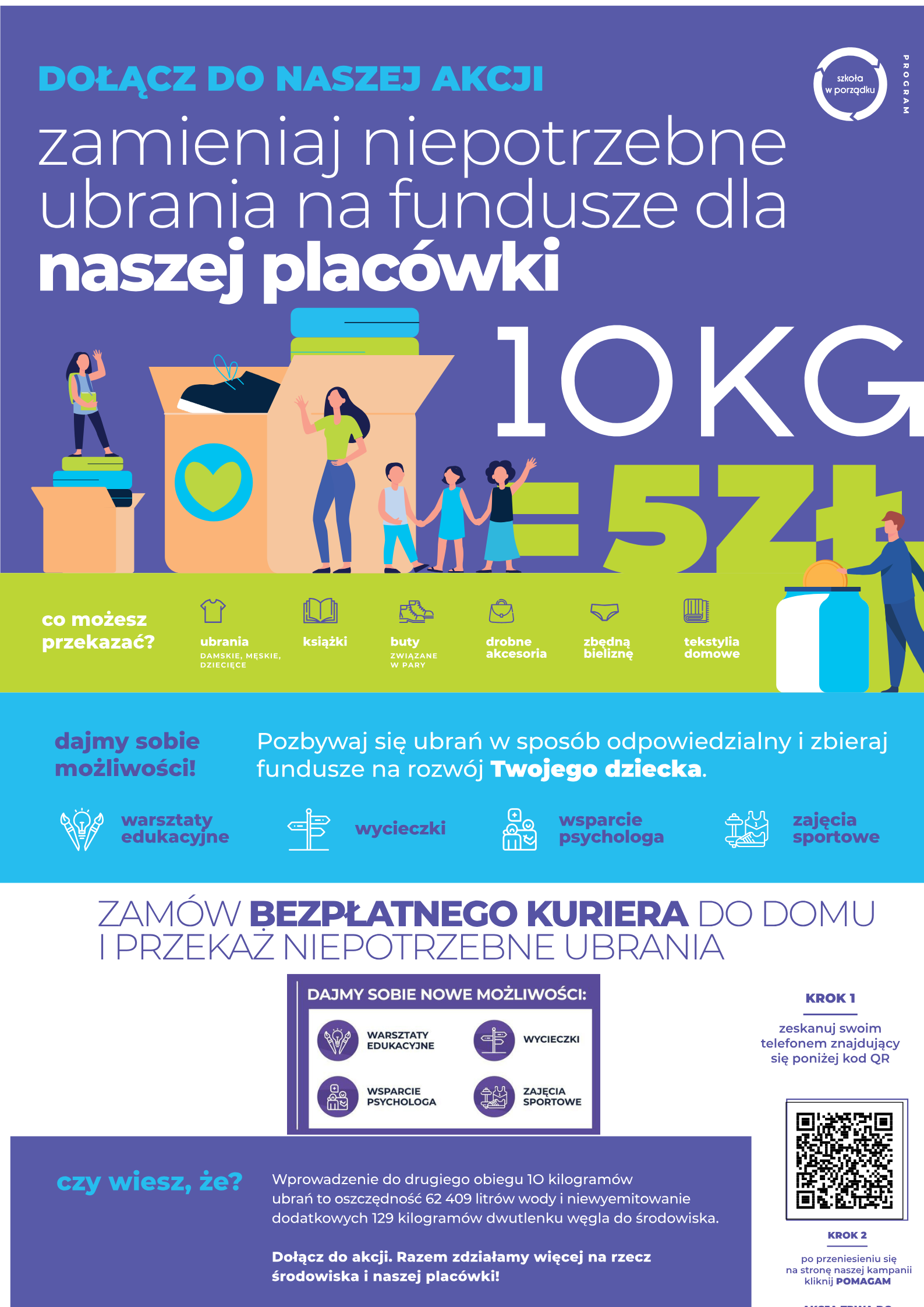 Plakat informacyjny o&nbsp;akcji "SZKOŁA W PORZĄDKU".".