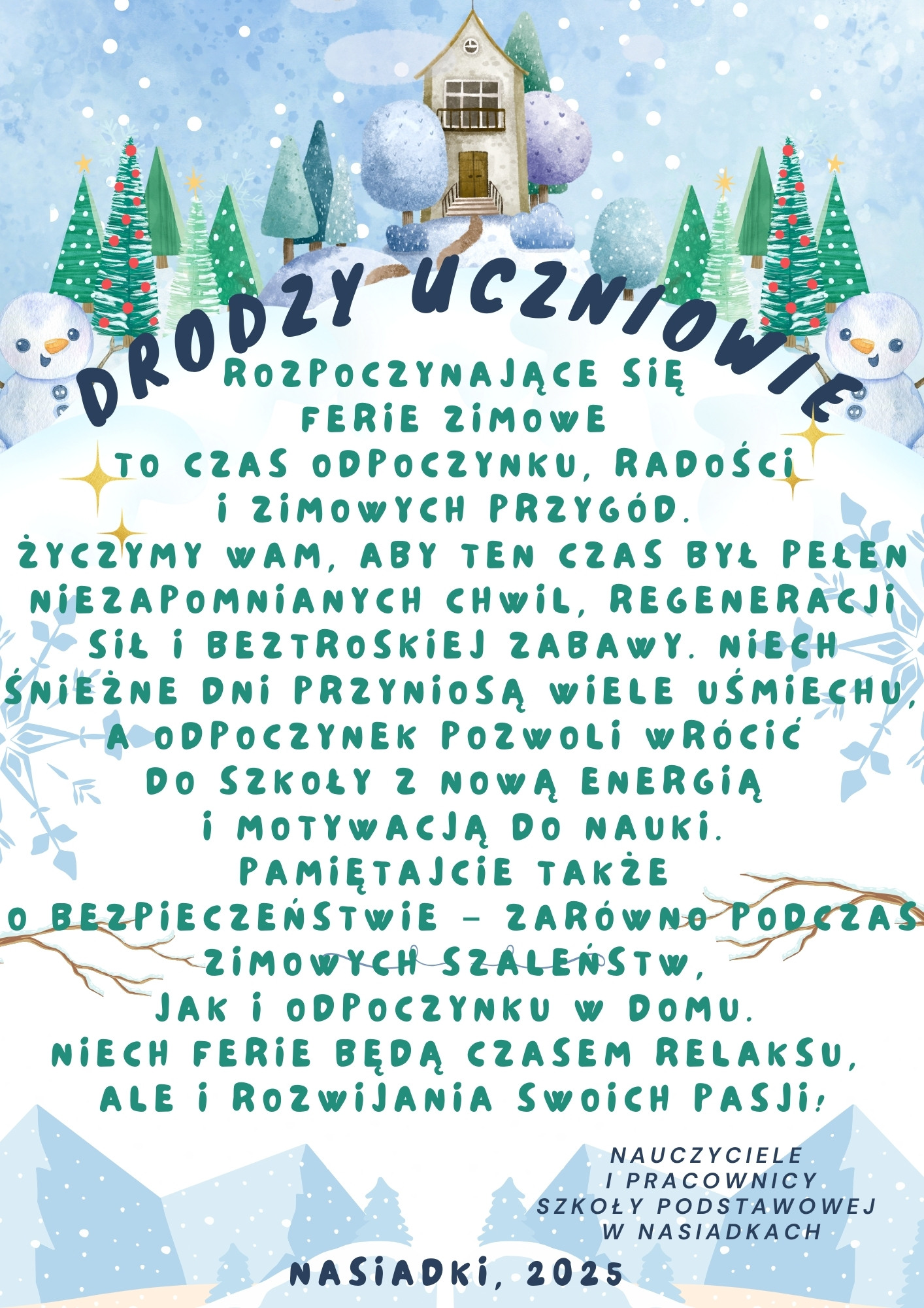 Życzenia na&nbsp;ferie zimowe