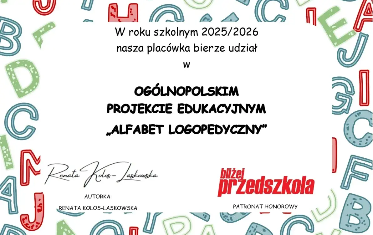 Zdjęcie do Og&oacute;lnopolski Projekt Edukacyjny "Alfabet Logopedyczny".