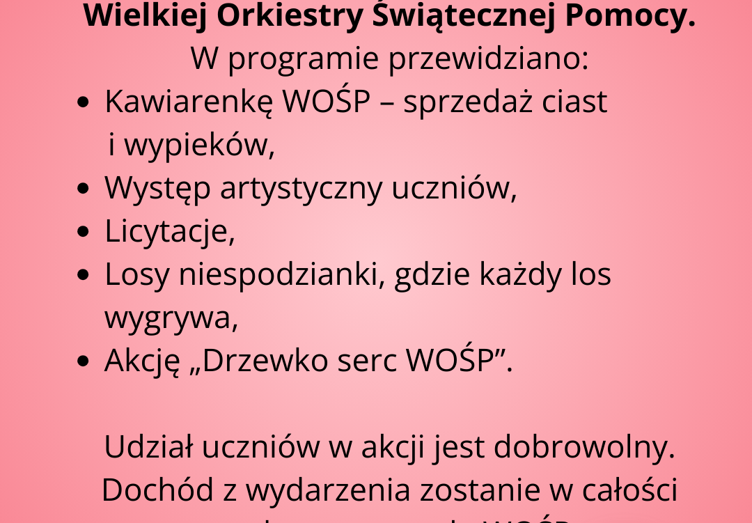 Zdjęcie do Szkolna akcja WOŚP &ndash; zapraszamy do udziału!