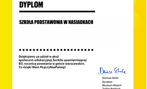 szkoła otrzymała dyplom za udział a akcji