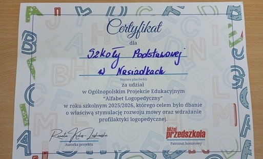 Zdjęcie do Podsumowanie projektu "Alfabet logopedyczny".