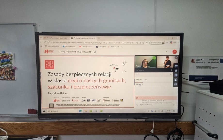 Lekcja online o bezpiecznych relacjach w SP w Nasiadkach